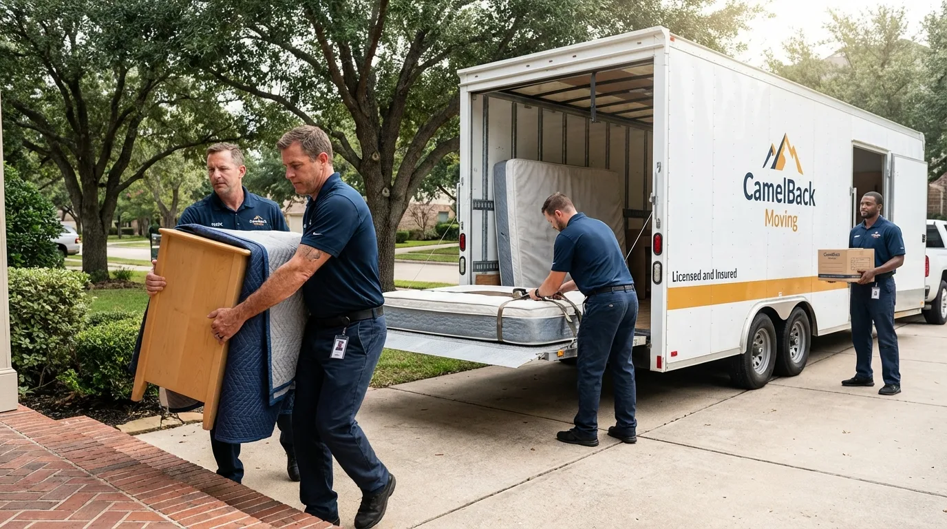 Crew loading residential truck for cross-state move from Tryon, NC