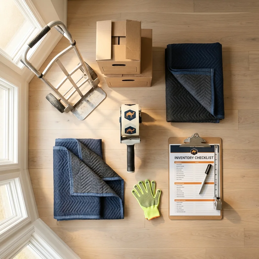 Professional moving supplies and packing materials layout for Tryon residential relocations